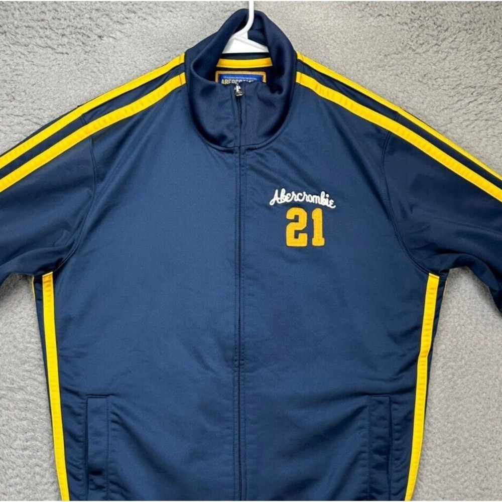 Abercrombie Fitch Jacket Womens 2XL Blue Full Zip Performance Embroidered Logo